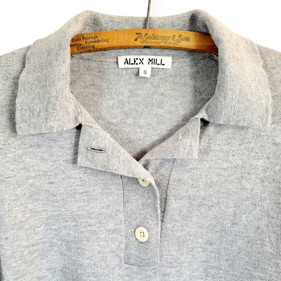ALEX MILL Heather Grey Polo Collar Sweater Small - Picture 3 of 7